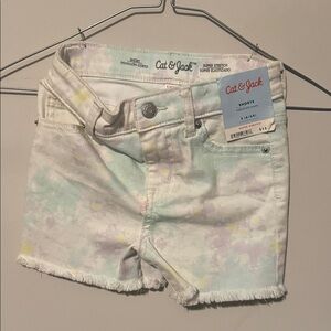 Cat & Jack Mint and Yellow Tie-Dye Shorts